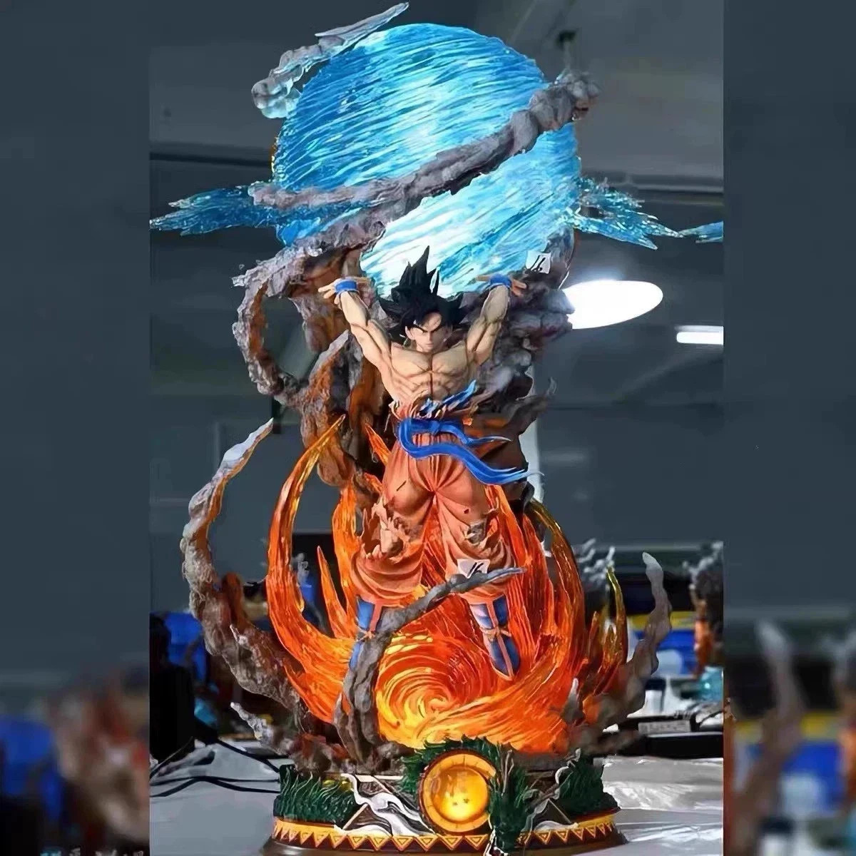 Dragon Ball Z Goku Spirit Bomb LED Figure - Super Saiyan Action Statue Gift
