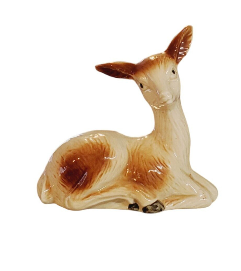 Vintage Porcelain Ceramic Deer Doe Fawn Figurine Hand Painted Made in Brazil