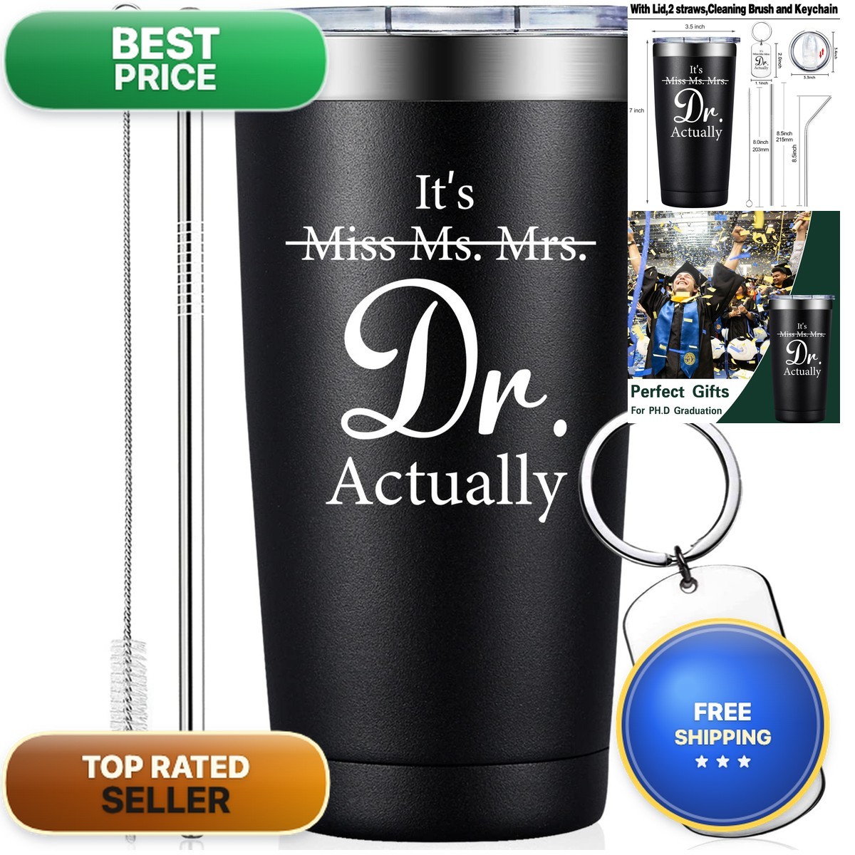 Grifarny Ph.D. Graduation Doctors Day Tumbler for Him, Men, MD