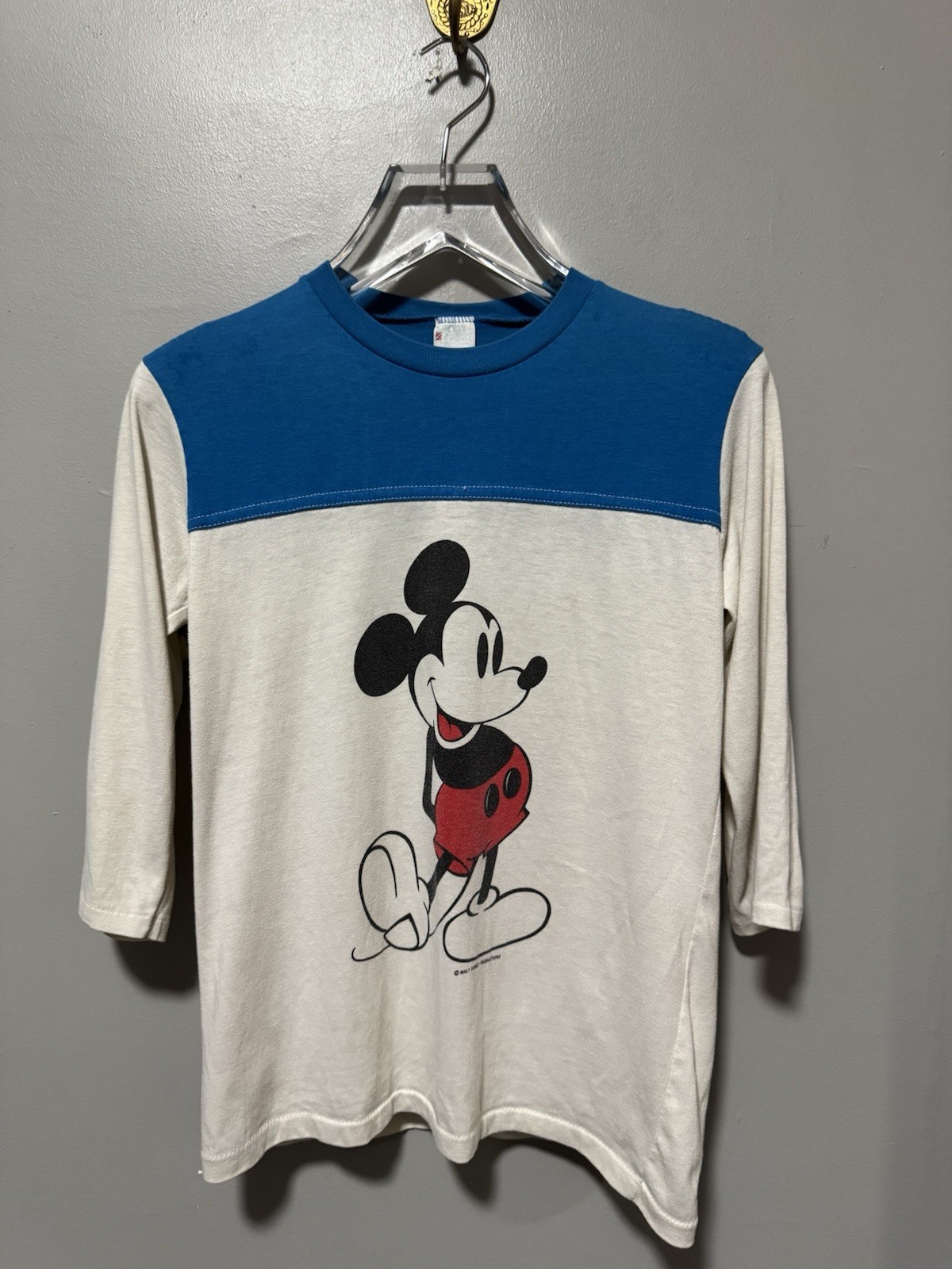 Vintage 80s Mickey Mouse Walt Disney Productions 3/4 Sleeve Shirt Large USA