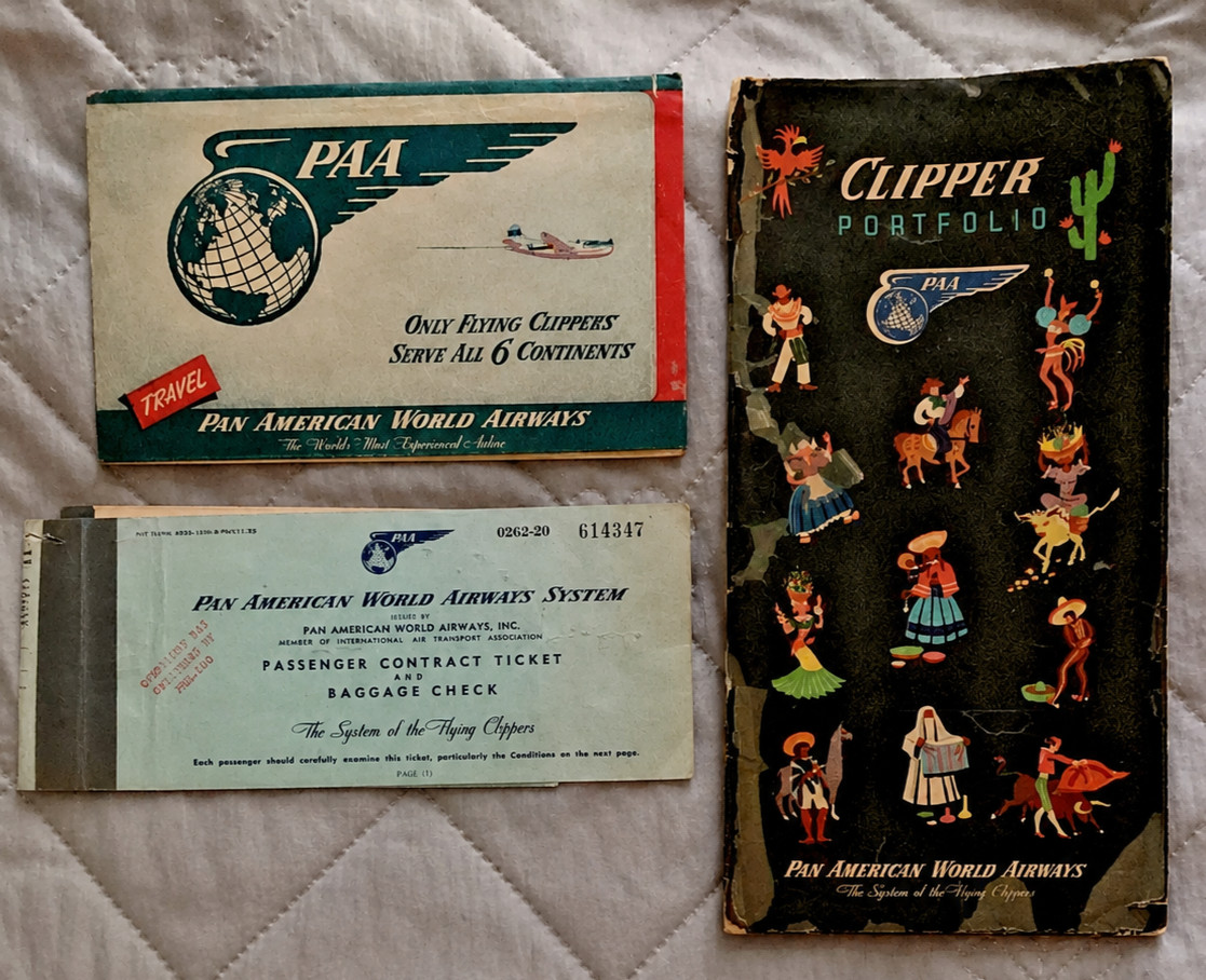 1954 Pan American Airways Clipper Portfolio Ticket Booklet Brazil Lot