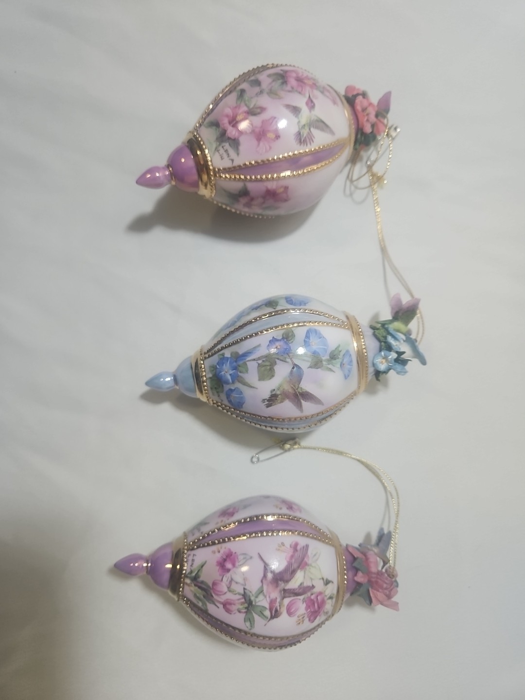 Set Of 3 Vintage Bradford Exchange 1998 Hummingbird Christmas Ornament No Duties