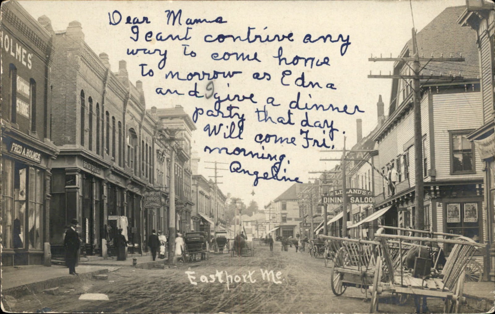 Eastport Maine ME Street Scene c1905 Real Photo Vintage Postcard bhn