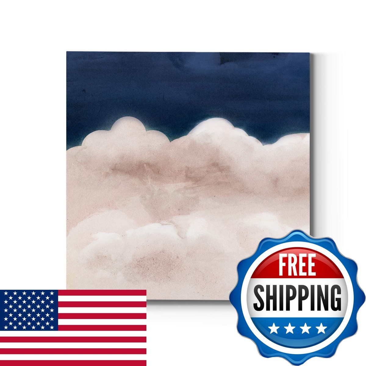 Renditions Gallery Square Canvas Wall Art Cloudy Night III 32x32