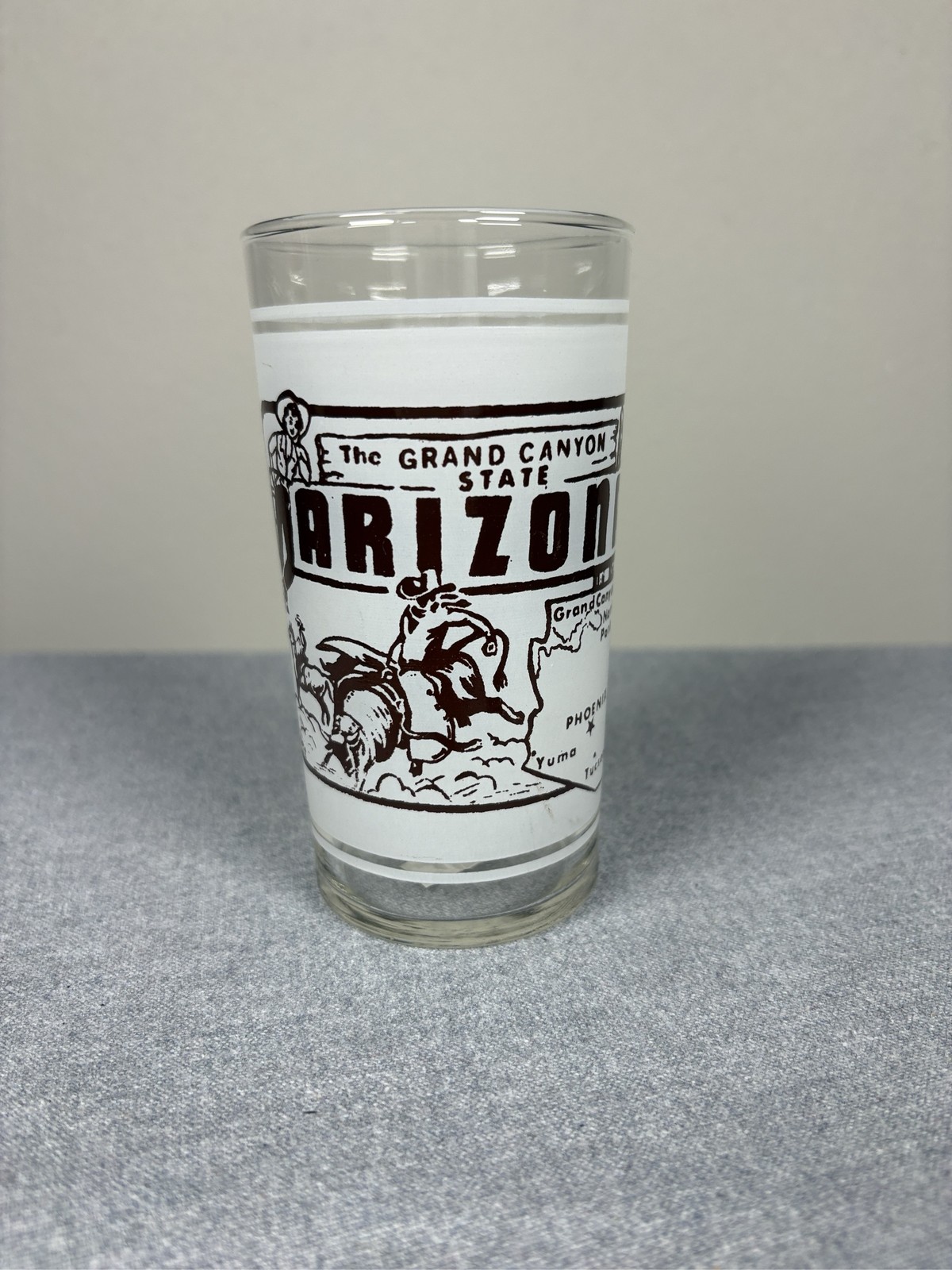 Vintage Hazel Atlas Arizona The Grand Canyon State Souvenir Frosted Glass