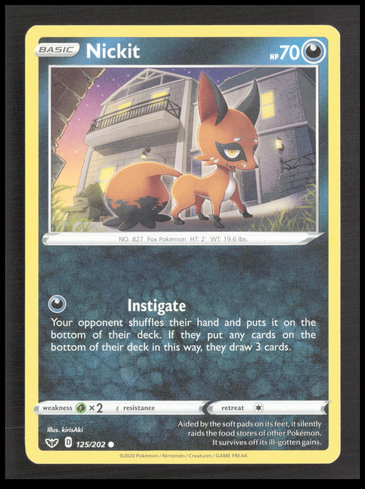 Nickit 125/202 Common SWSH01: Sword & Shield Base Set Pokemon tcg CB-1-2-C-24