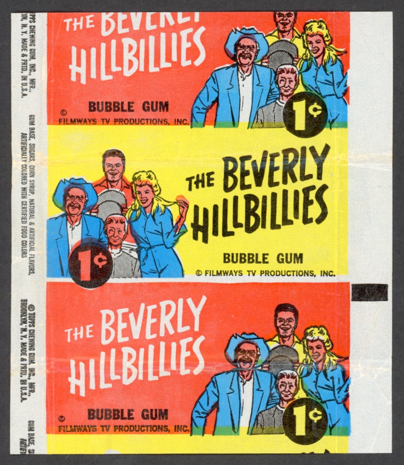 1963 Topps The Beverly Hillbillies 1¢ Vintage Wax Pack Wrapper Super High Grade