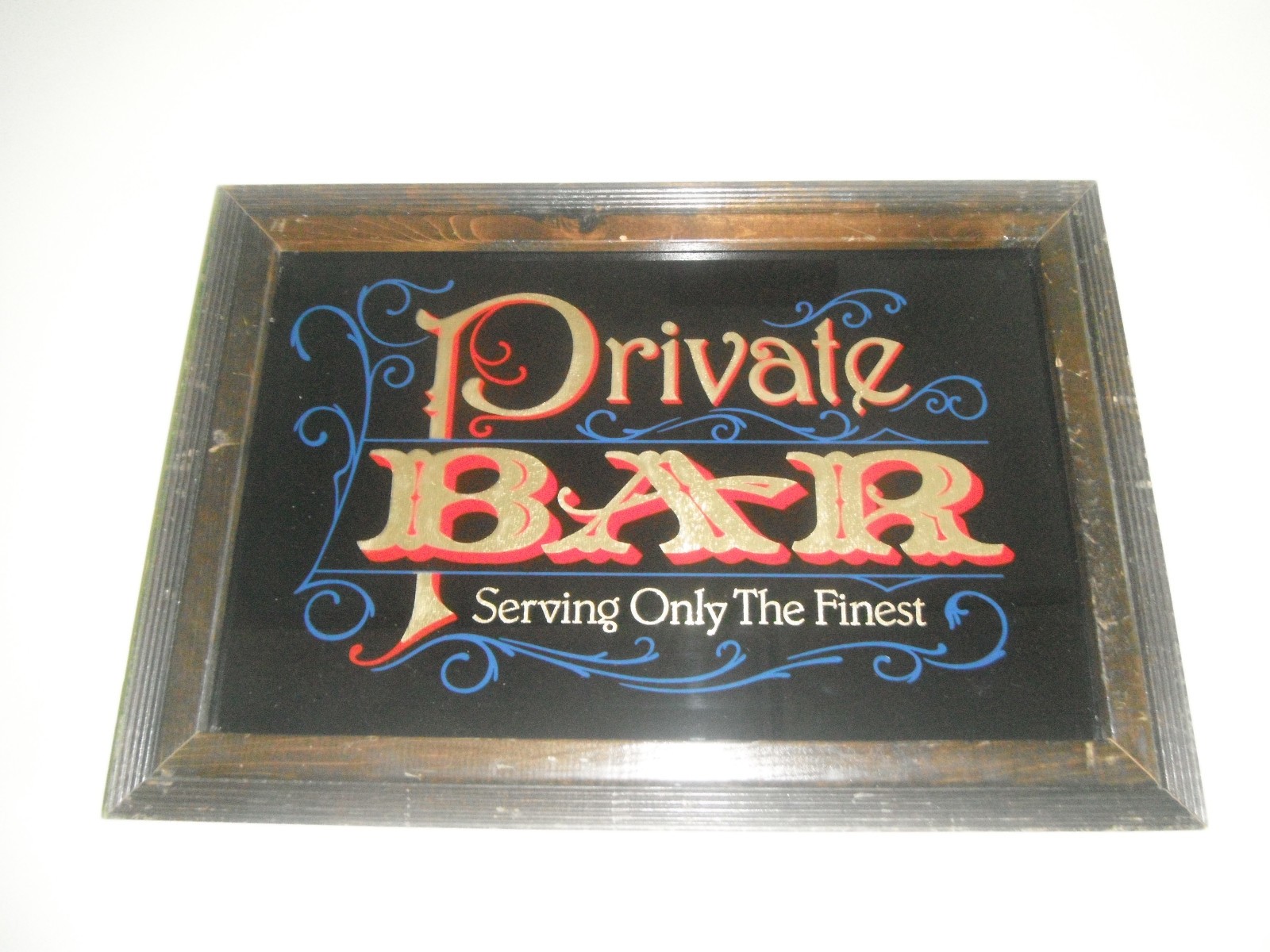 Vintage Private Bar wood Framed Mirror 12 1/2 x18 1/2 \