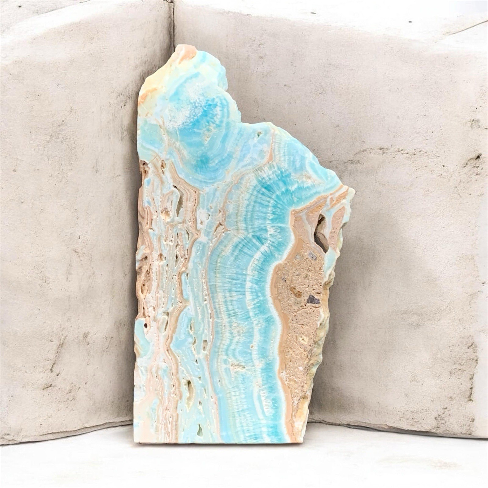 674g Natural Blue Aragonite Slab Standable Freeform 16cm Healing Crystal