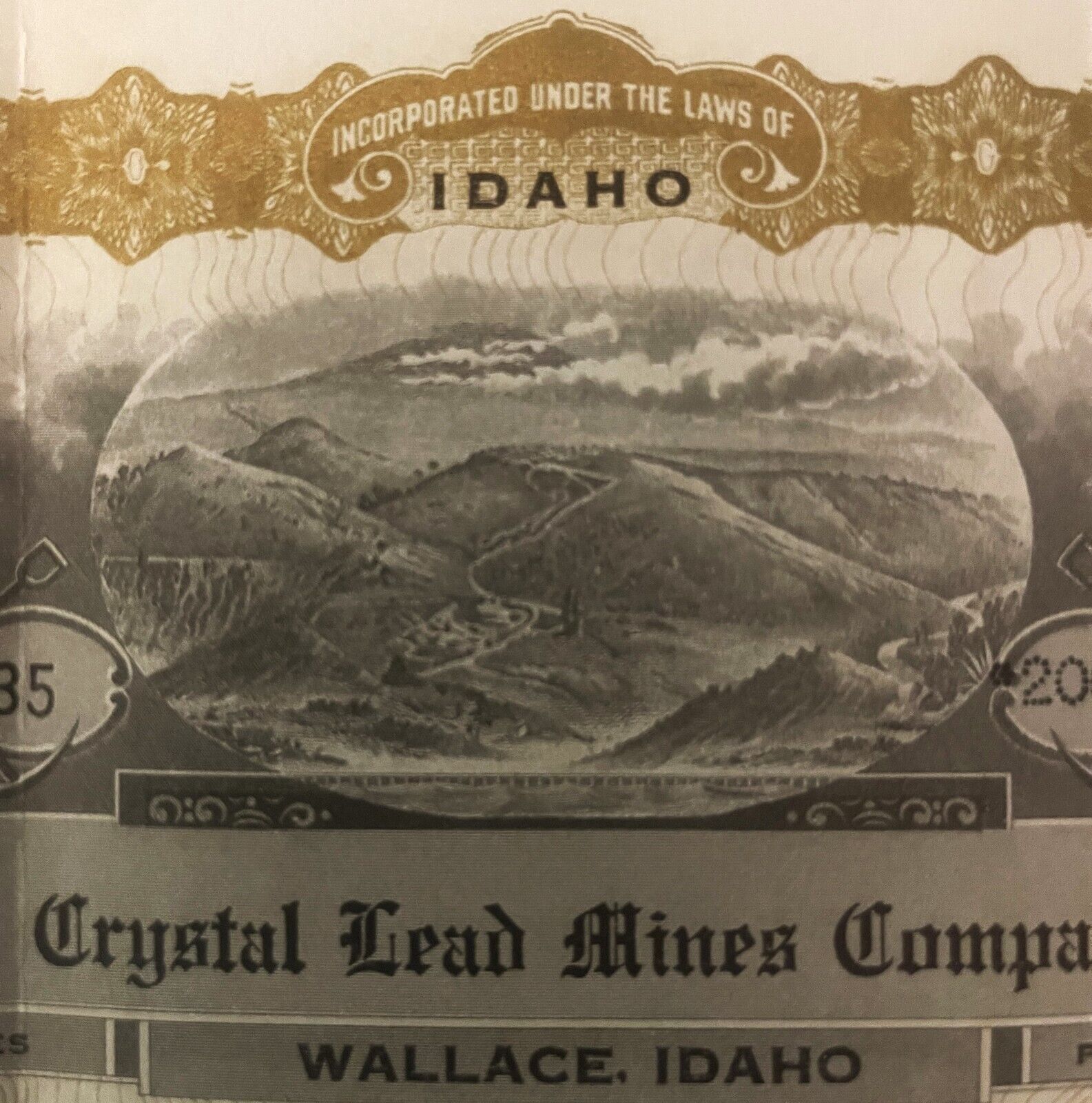 Antique Vintage 1946 Crystal Lead Mines Stock Certificate Trout Creek Murray, ID