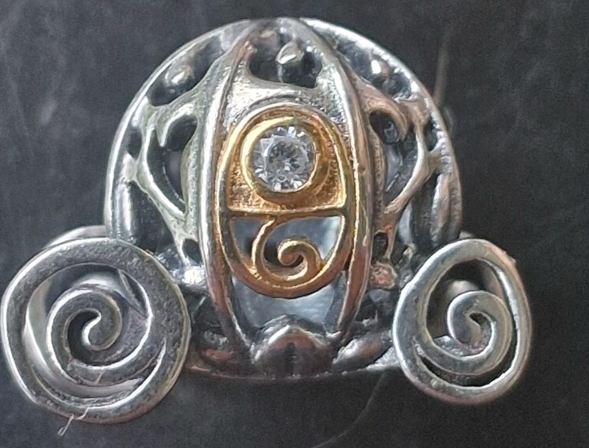 Pandora Disney 100th Anniversary Cinderella Enchanted Carriage Charm  14kt 
