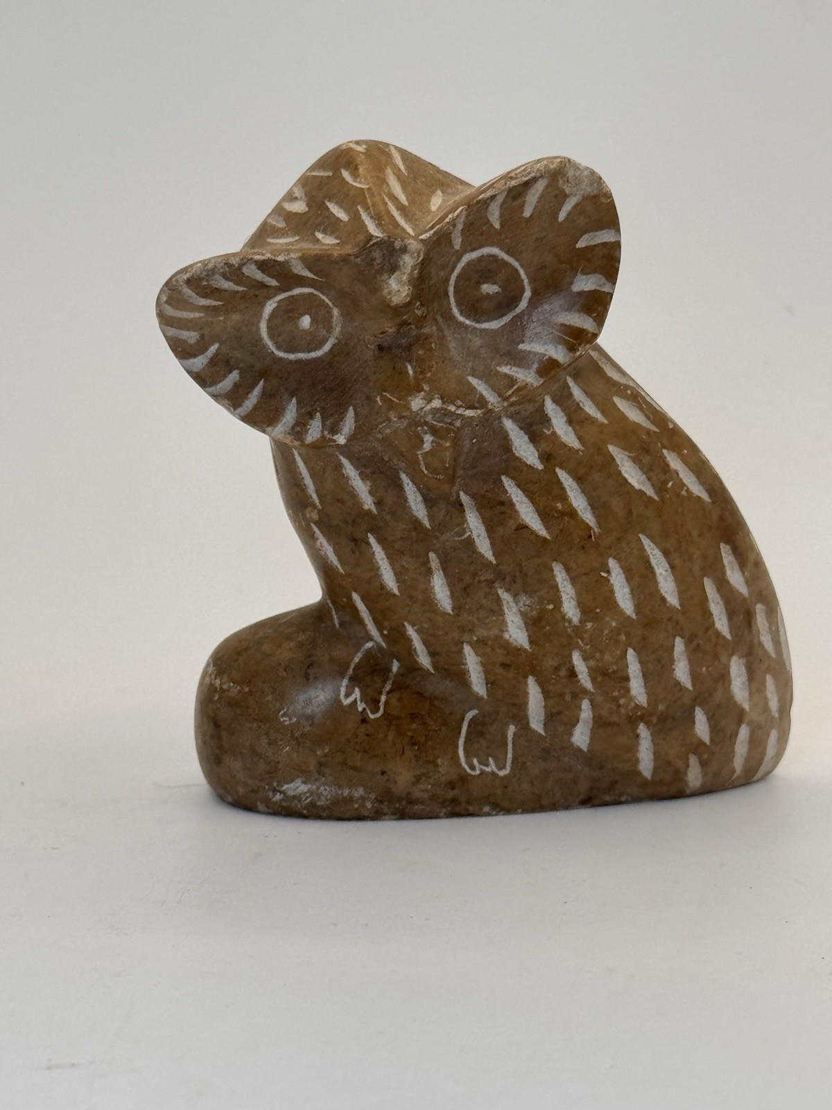 Vtg Brazil Stone Owl Woodland Totem Style Carved Forest Decor CottageCore 1984