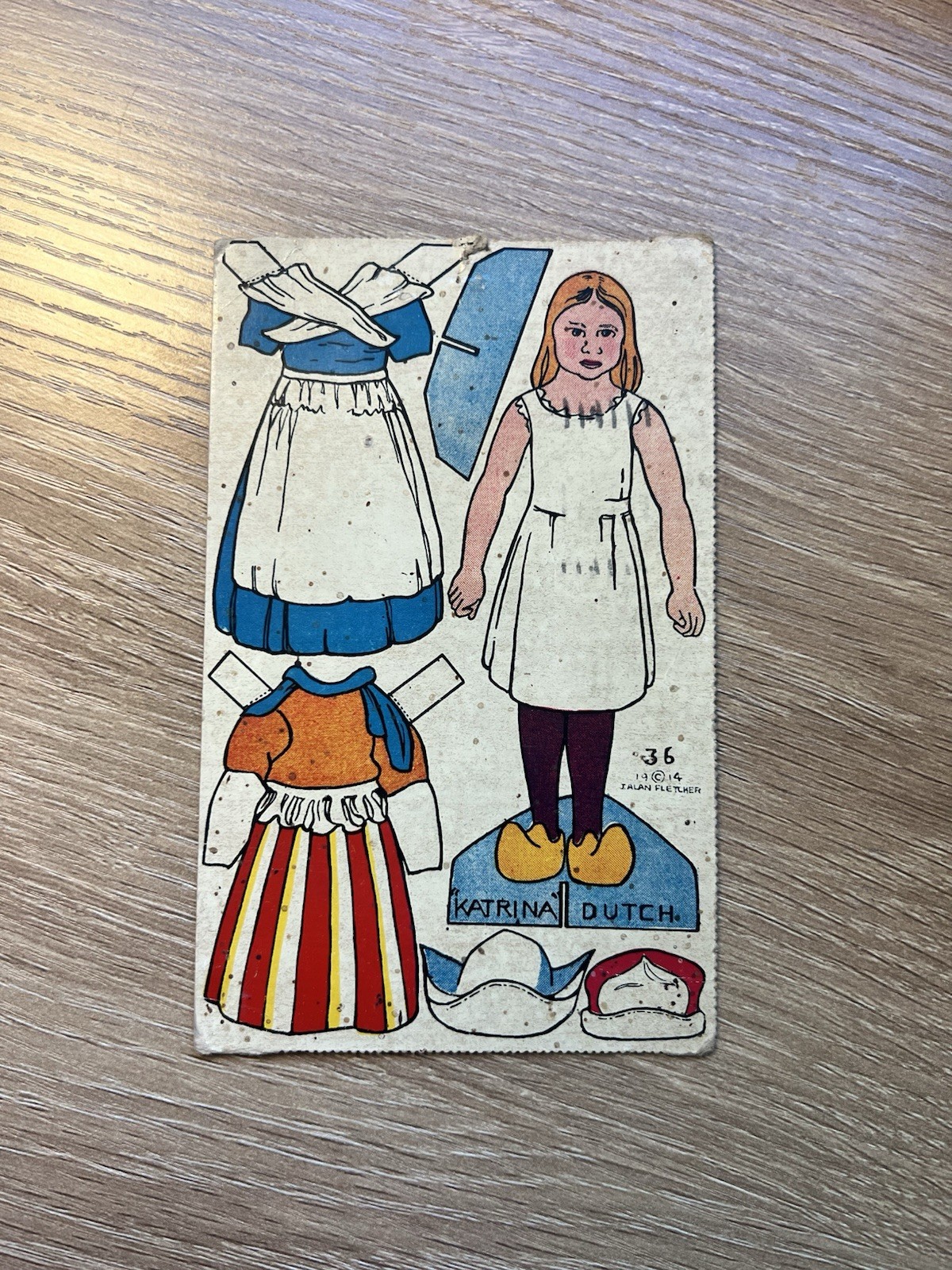 1914 J. Alan Fletcher Postcard #36 Cut Out Paper Doll “Katrina Dutch” 1914 J. Alan Fletcher Postcard #36 Cut Out Paper Doll “Katrina Dutch”