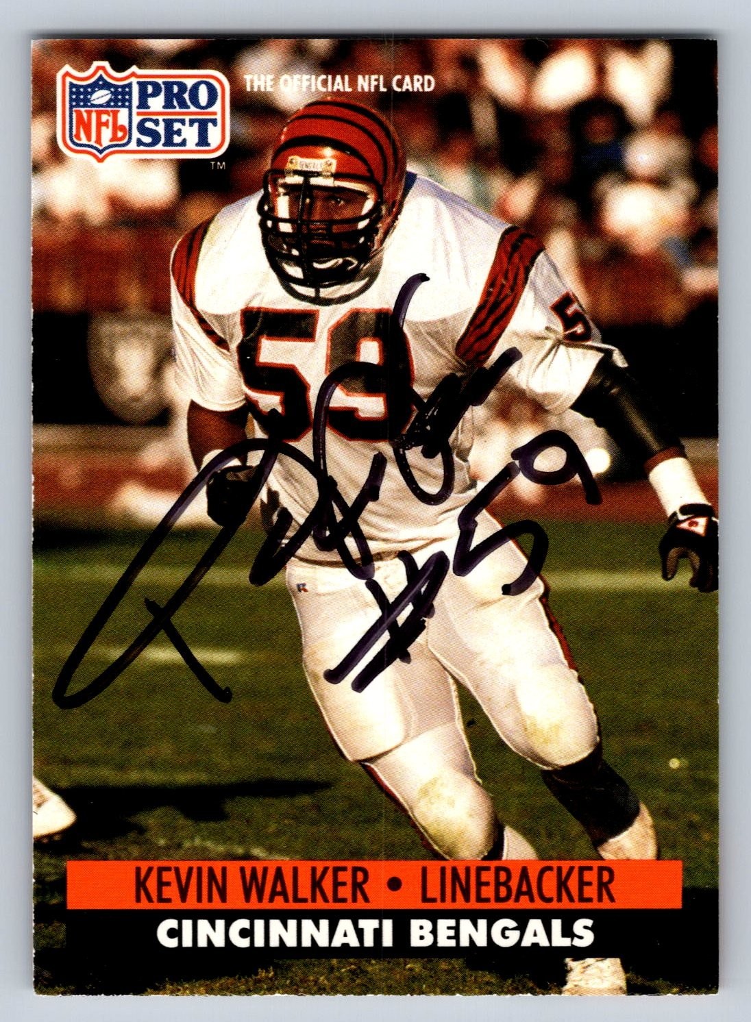 Kevin Walker Autographed 1991 Pro Set NFL Card #466 Cincinnati Bengals LB