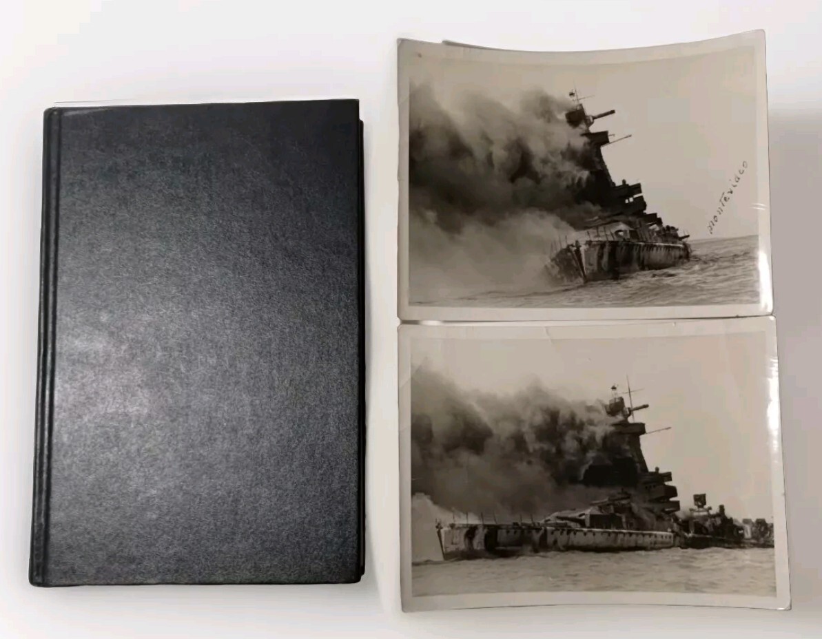 NAVY BATTLESHIP SINKING MONTEVIDEO WW2 PHOTO / AMERICAN CAPTAIN EDISON MARSHALL