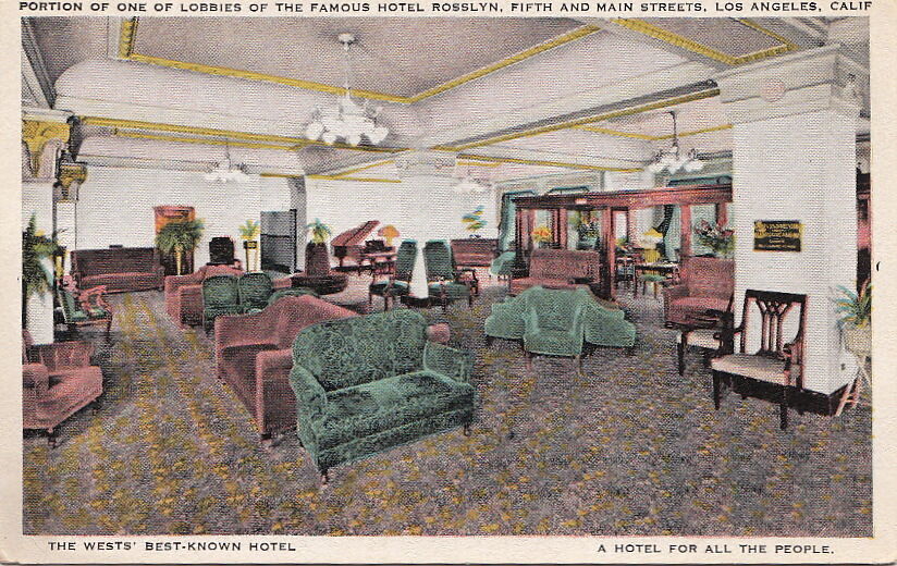 Postcard Portion Lobby Hotel Rosslyn Los Angeles CA