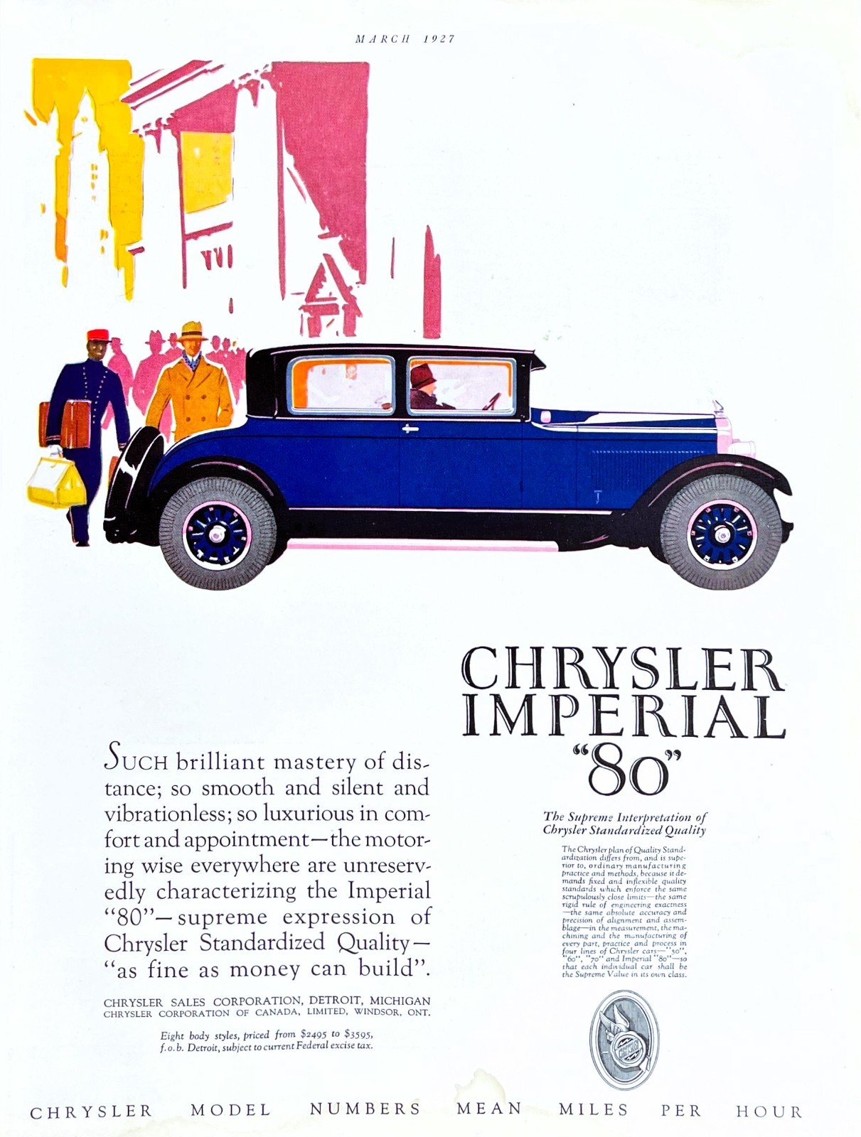 Chrysler Imperial 80 Quality Luxury Sedan 1927 Automobile Mag Print Ad +Bonus Ad