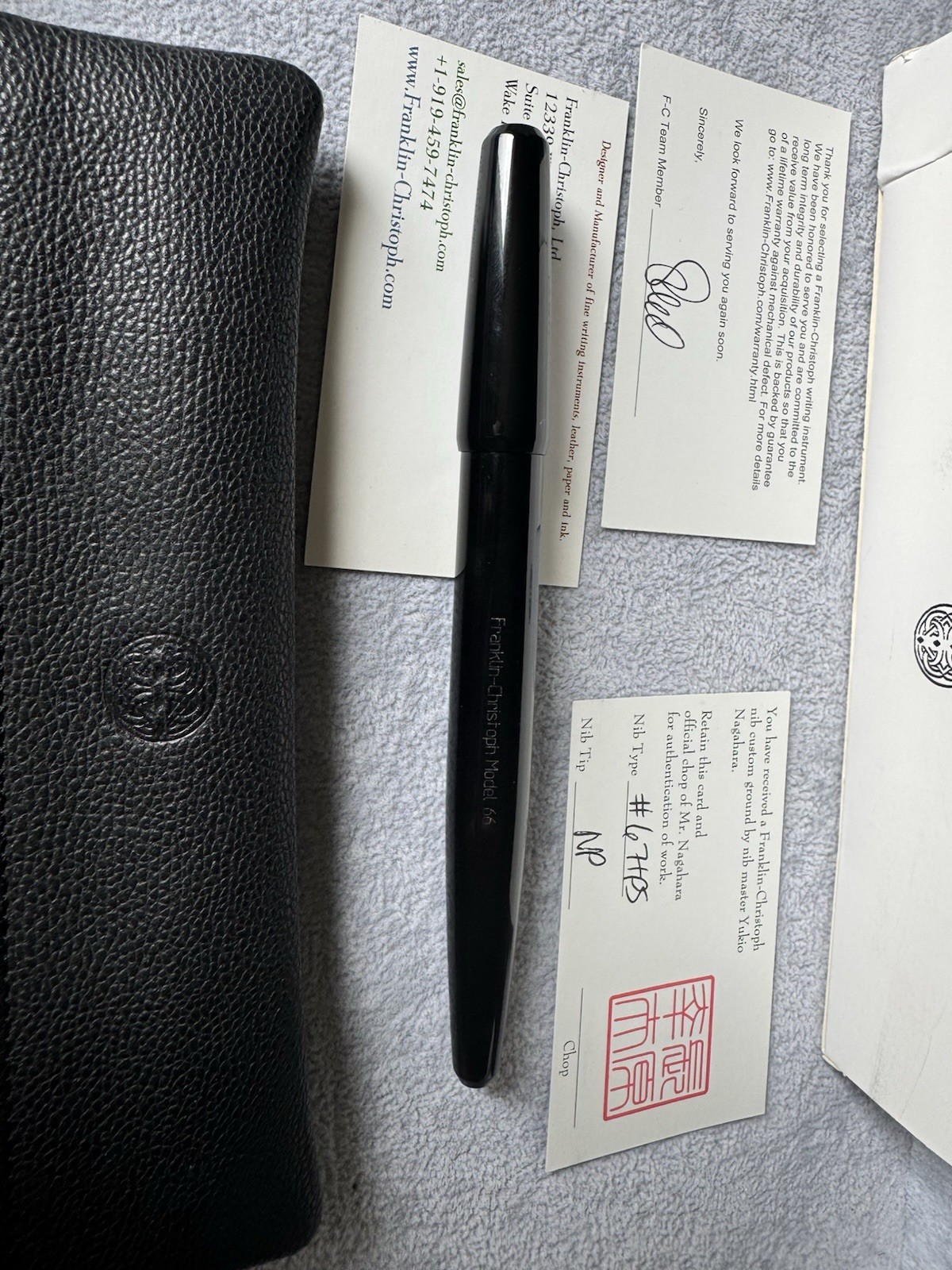 Franklin-Christoph Fountain Pen #66 Onyx With Nagahara Needle Point