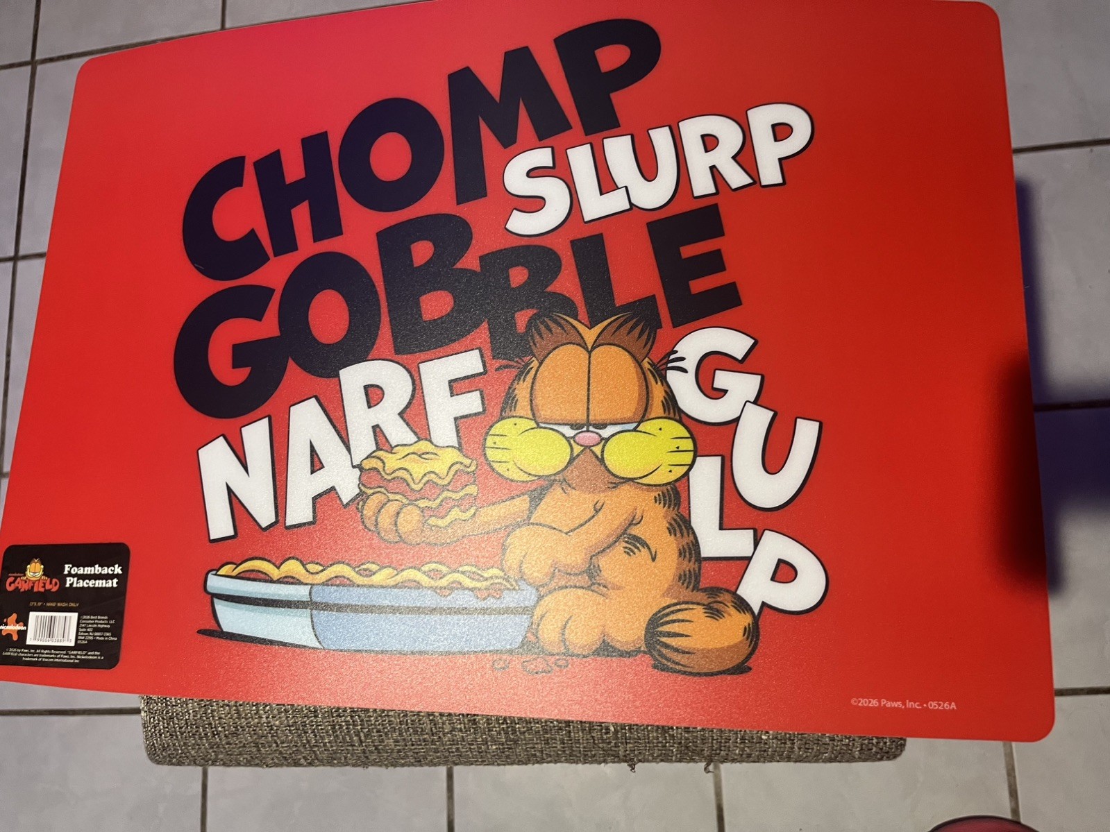 Garfield Red Set of 2 Placemats Cartoon & TV Character Theme