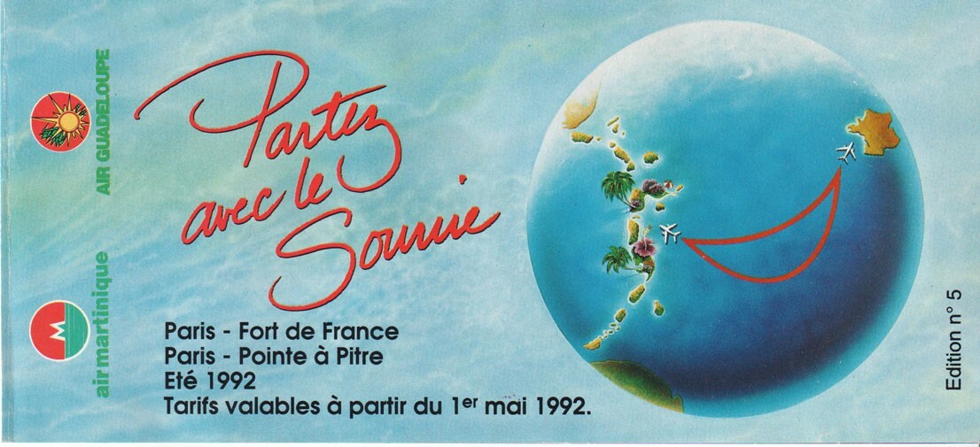 Air Martinique / Air Guadeloupe timetable 1992/05/01 local for Paris