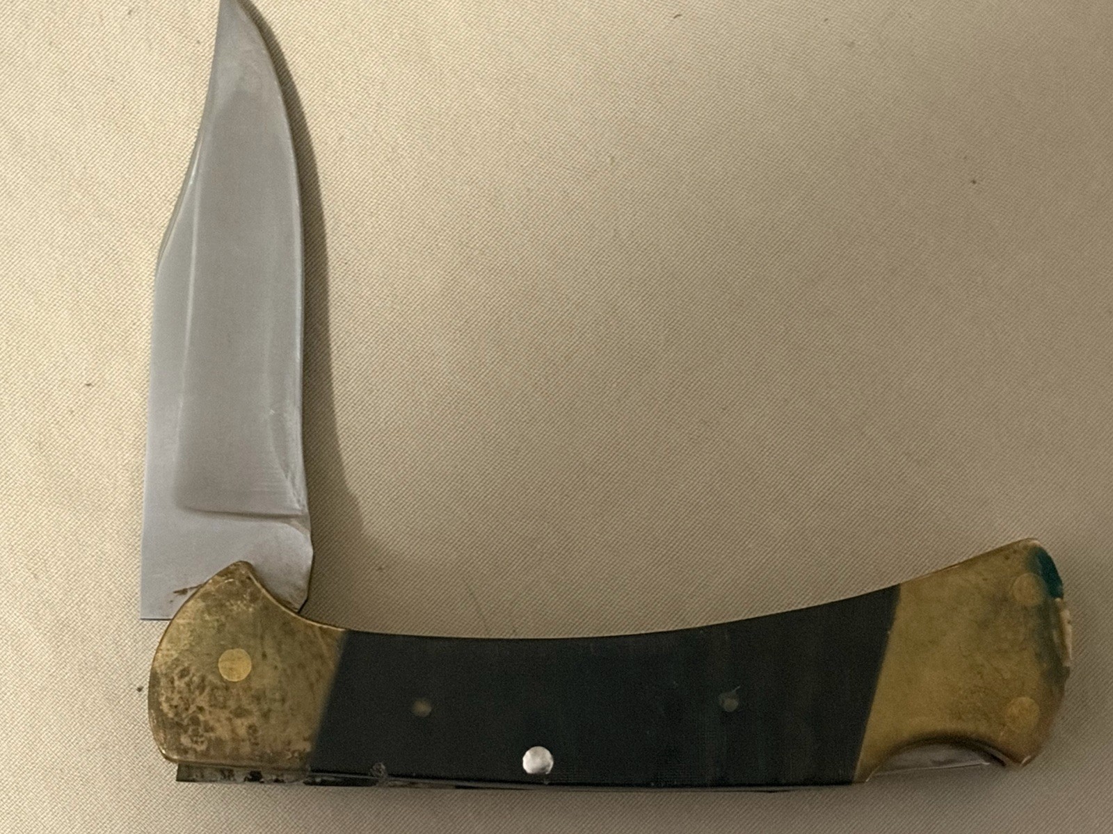 Vintage 1972 Buck 112 Ranger Black Micarta 2-Line Buck USA Folding Knife