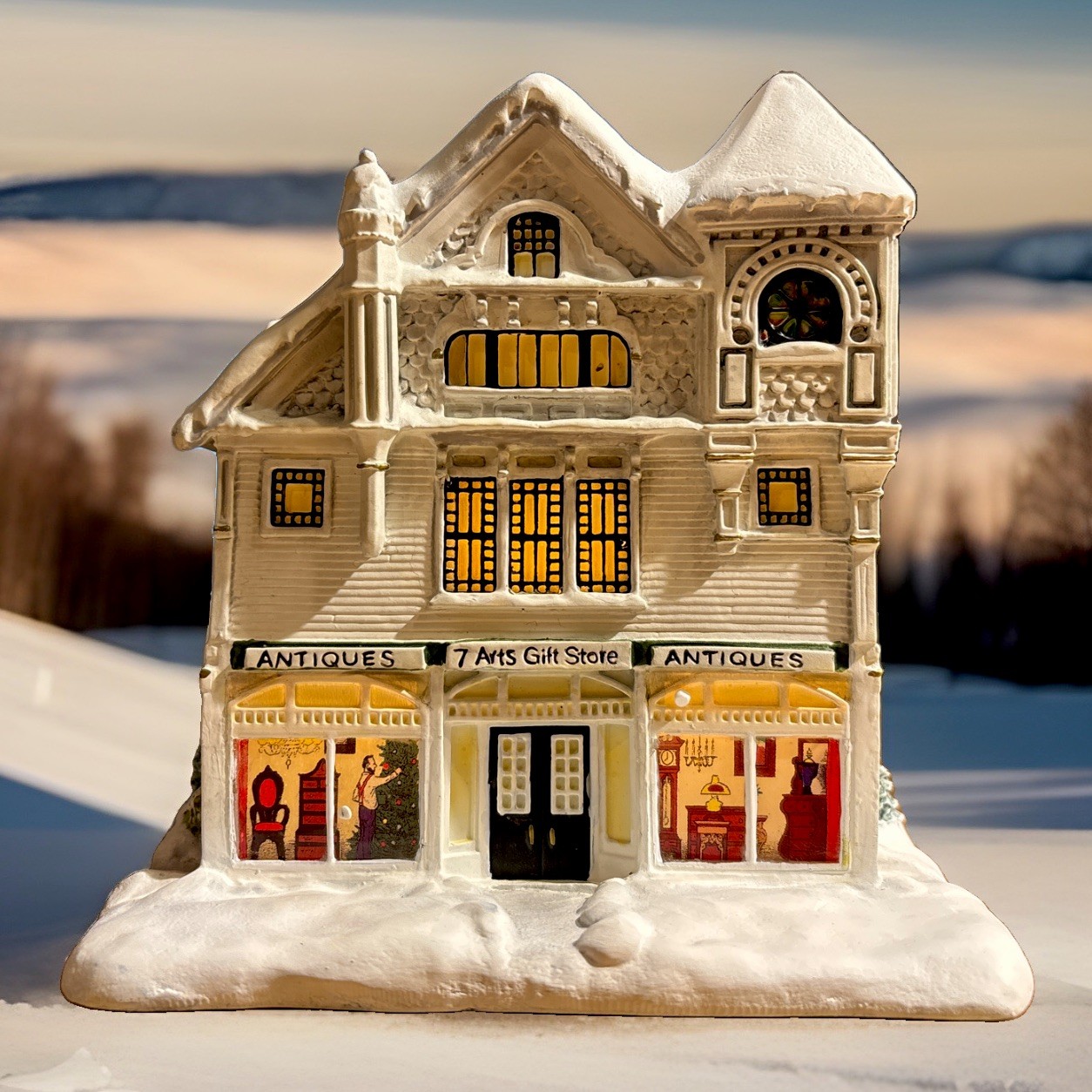 Hawthorne Village Norman Rockwell Christmas Village 7 Arts Gifts and Antiques