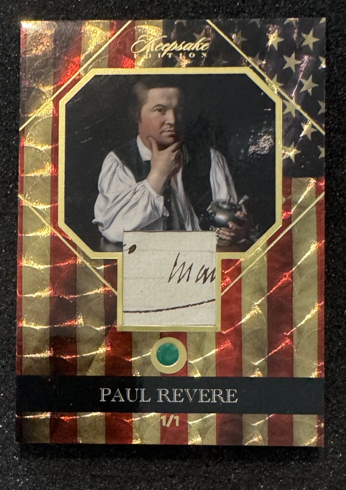 2023 Keepsake Edition Paul Revere Green Onyx 1/1 Genuine Document Relic Card #55