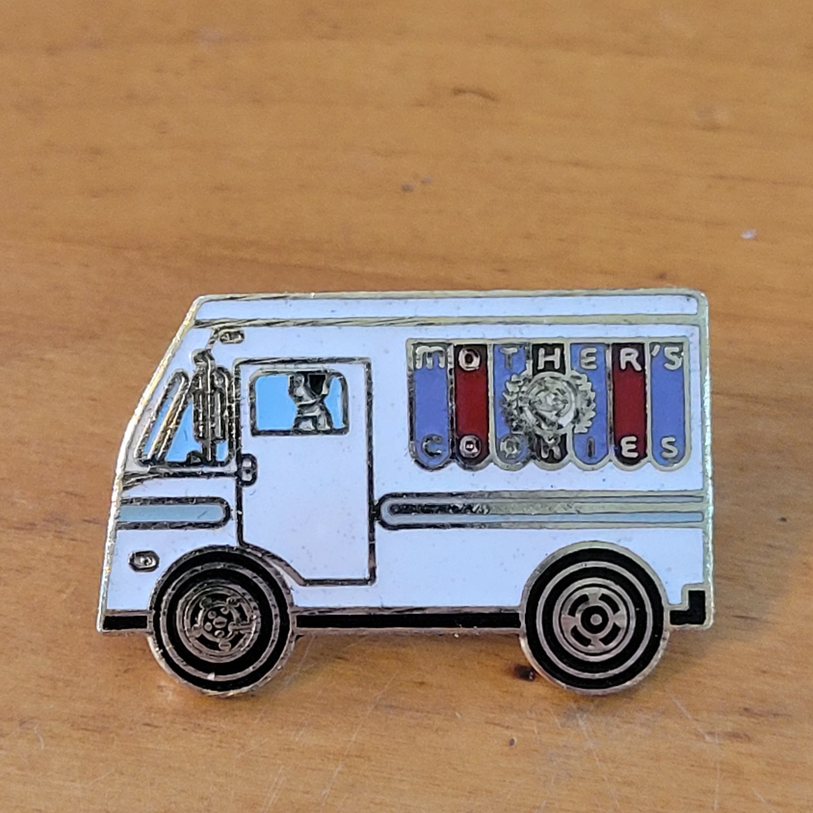 VTG Mothers Cookies White Delivery Truck Enamel Lapel Pin 1984 Promo