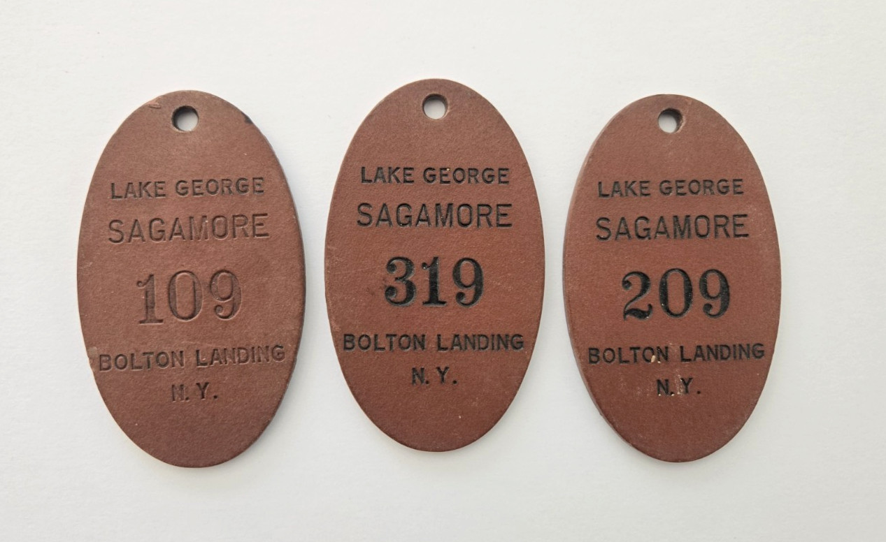 3 Antique Sagamore Hotel Lake George NY Leather Key Fobs - Bolton Landing 3 Antique Sagamore Hotel Lake George NY Leather Key Fobs - Bolton Landing