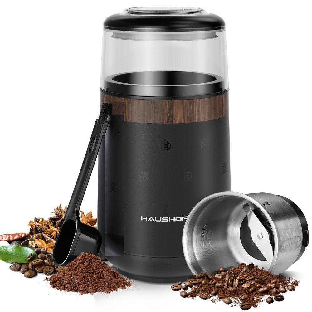 HAUSHOF Electric Coffee Grinder One Touch Spice Grinder Herb Grinder Dry Grinder