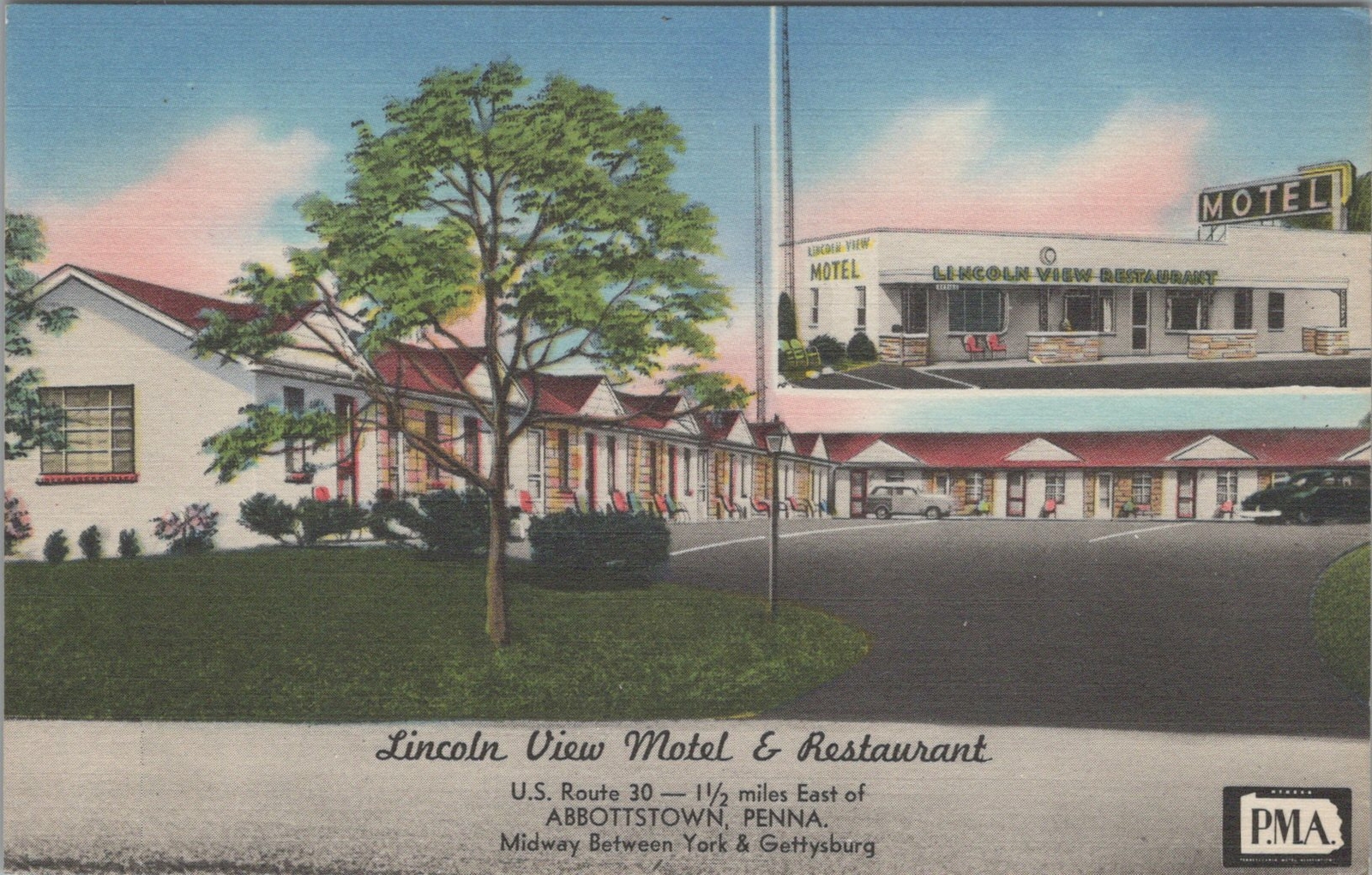Postcard Lincoln View Motel & Restaurant Abbottstown PA Postcard Lincoln View Motel & Restaurant Abbottstown PA