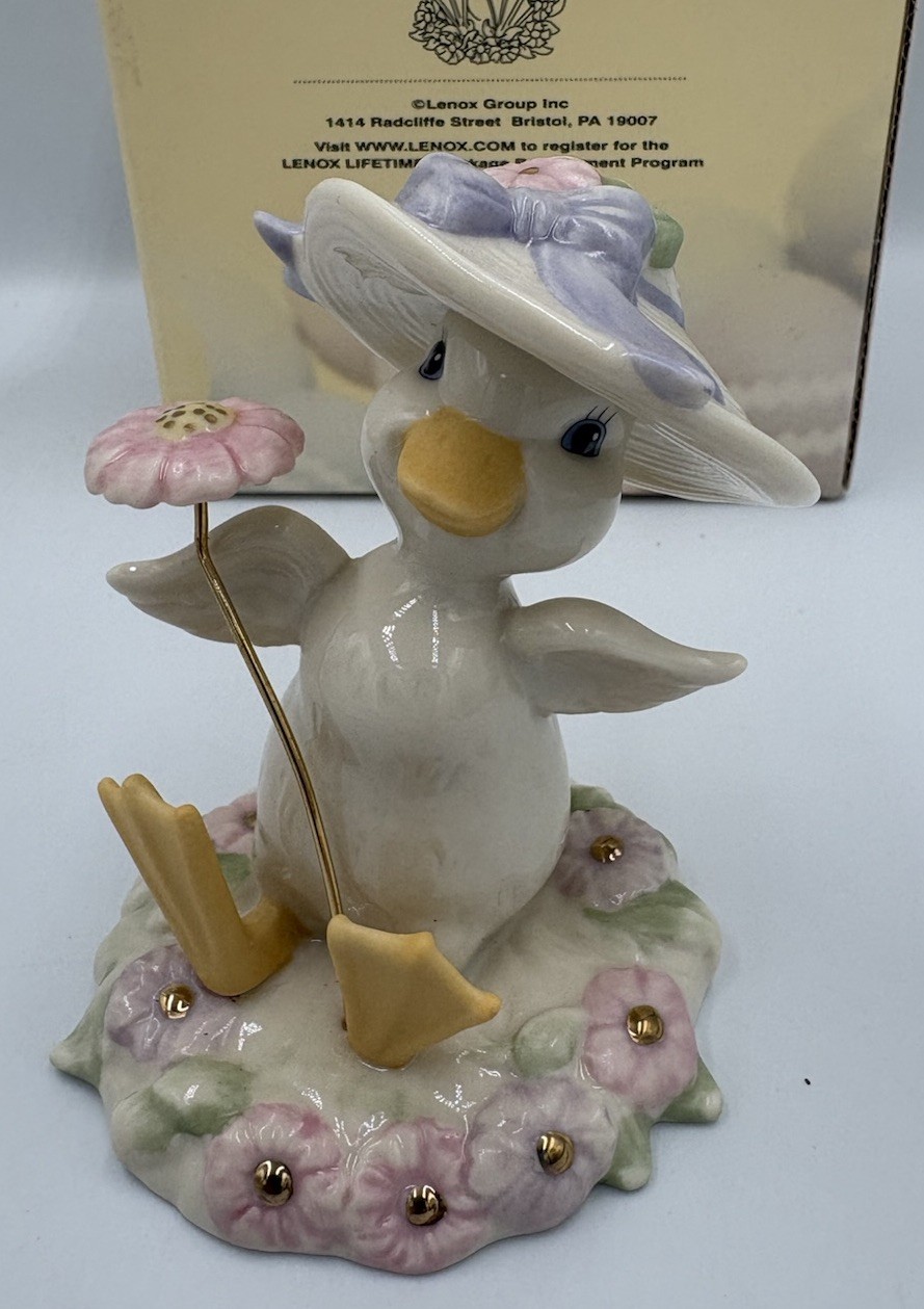 Lenox - Springtime Tumble Spring Duck Retired Porcelain Figurine NOS Easter
