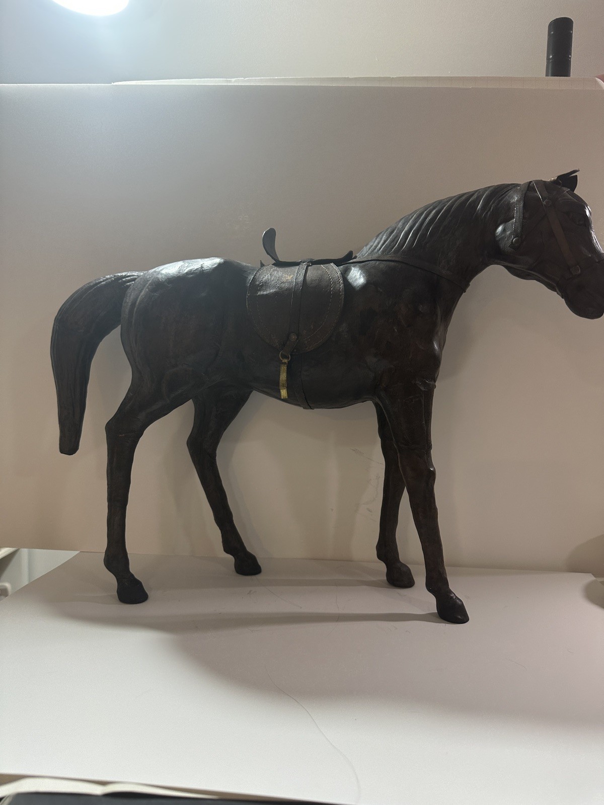 Vintage Leather Wrapped Horse Statue 18 Vintage Leather Wrapped Horse Statue 18