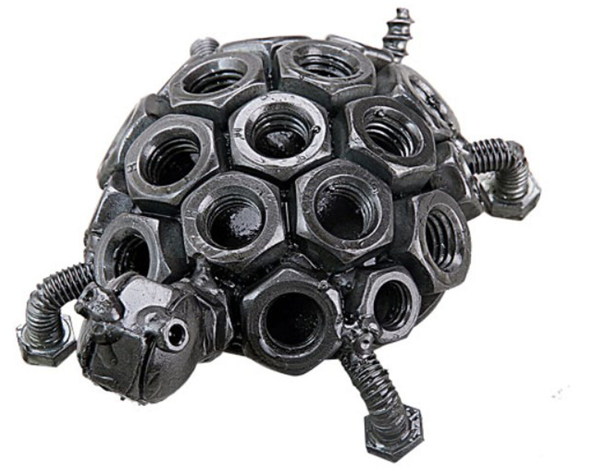 Turtle Hand Crafted Recycled Metal Art Sculpture Figurine  