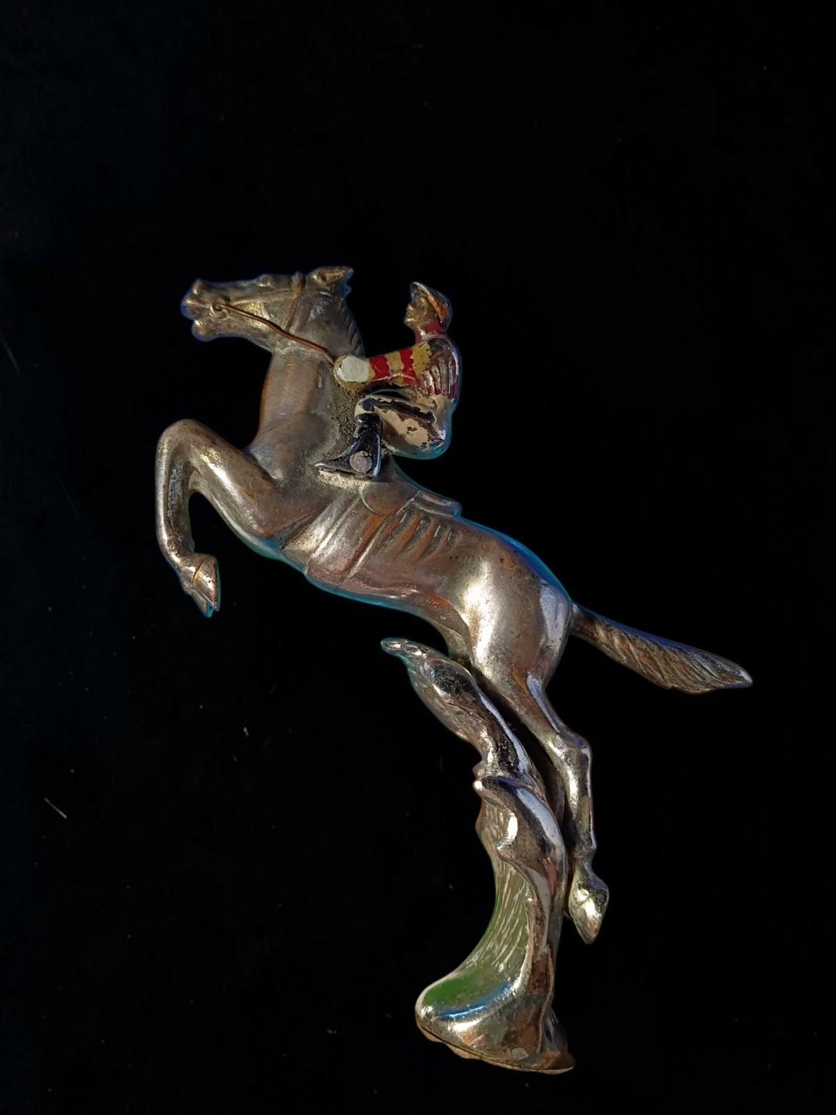 DESMO Chromed 1930s Art Deco Car Bonnet Mascot: Jockey & Jumping Horse 
