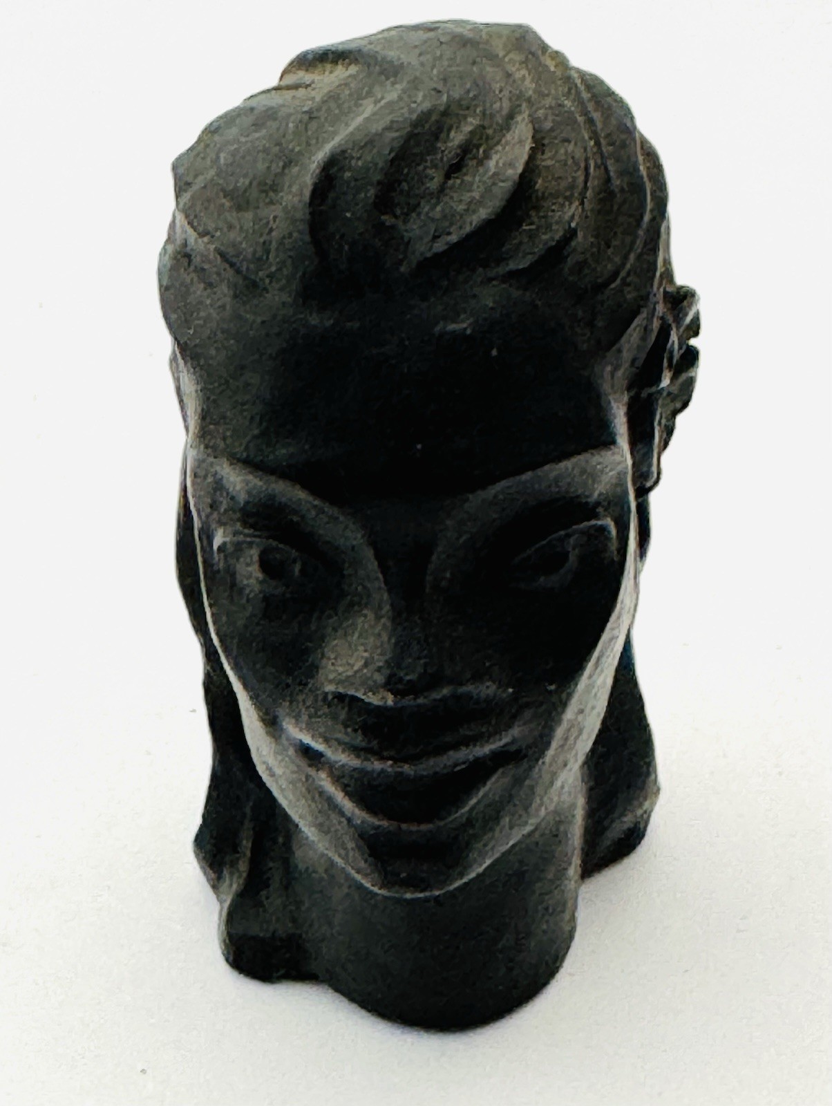 Hawaiian Coco Joe Hawaii Lava Figurine Wahine Woman Bust Sculpture Art VNTG 4x2”