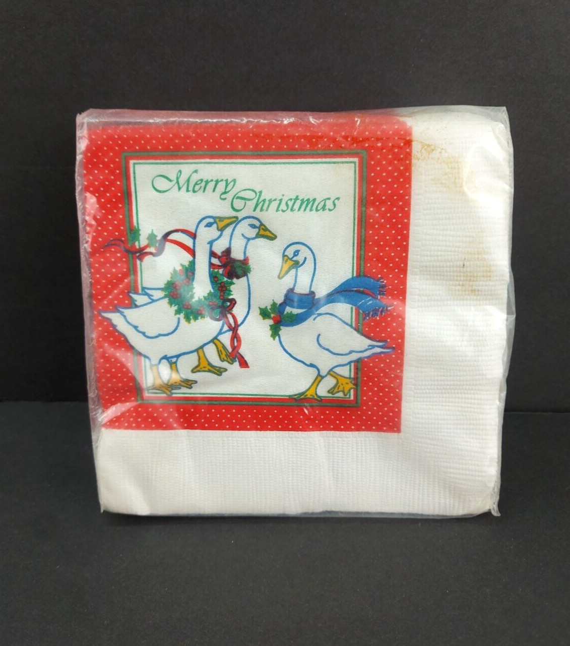 Vintage New Sealed  Christmas Geese Goose Luncheon Beverage Napkins 30 pcs