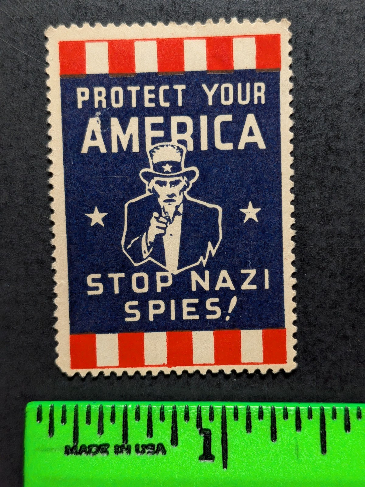 Vintage Uncle Sam Stop German Spies Poster Stamp