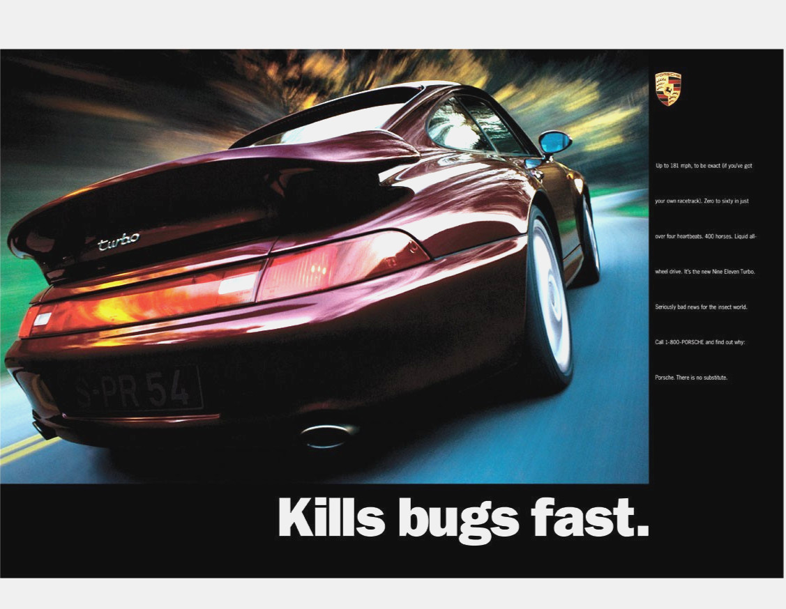 PORSCHE KILLS BUGS FAST  Poster  / 911 Turbo / 993
