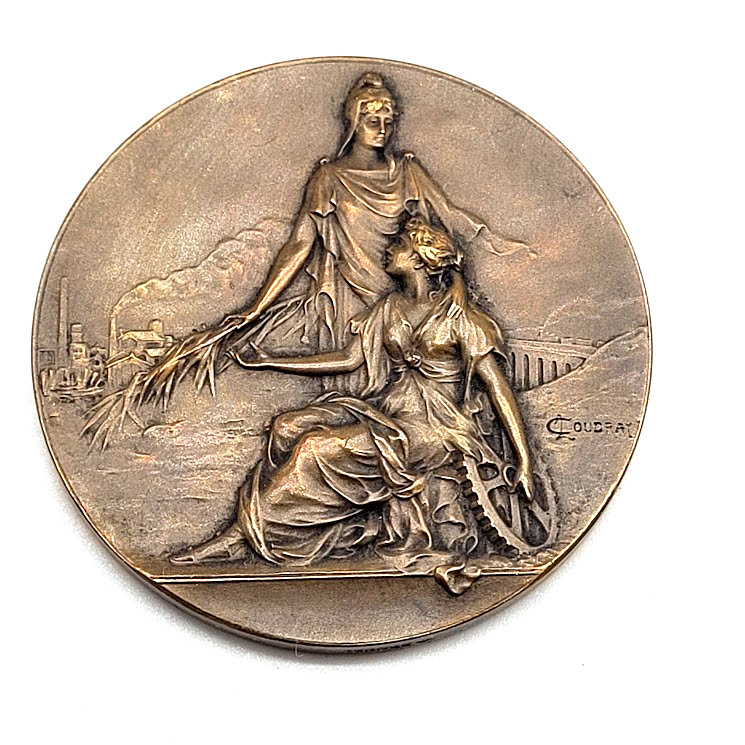 Antique French 1888-1907 Medal Gilt Bronze Lucien Coudray Paris Victorian Estate