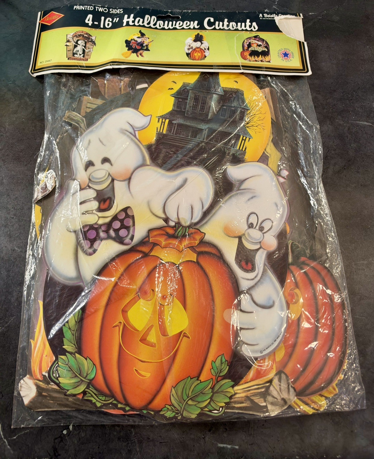 4 NEW VTG 1983 Halloween Beistle 16” Paper Die Cut  Skeleton Ghost Witch  