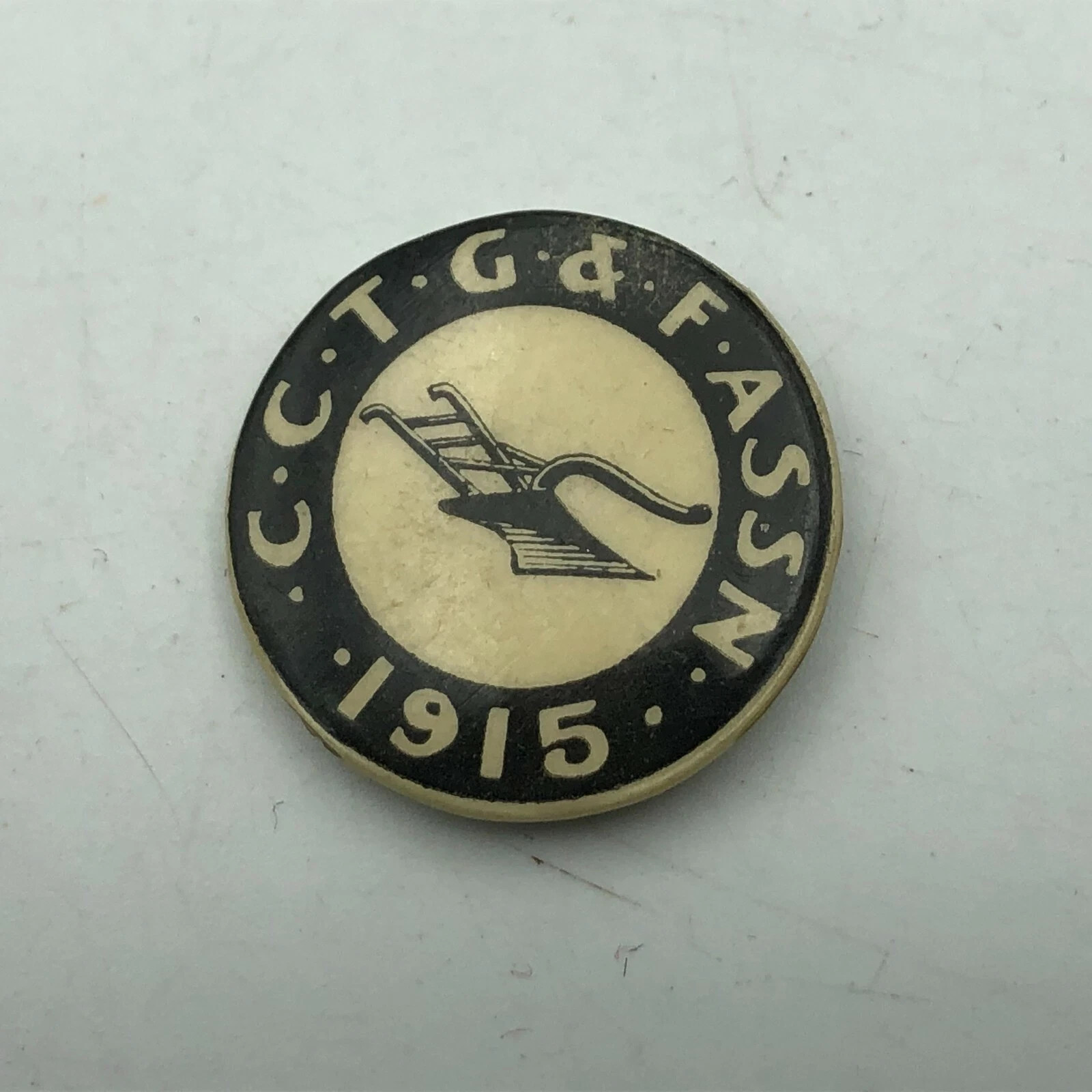 1915 Vtg Antique CCTG&F Badge Button Pinback Cook County Farmers Agriculture