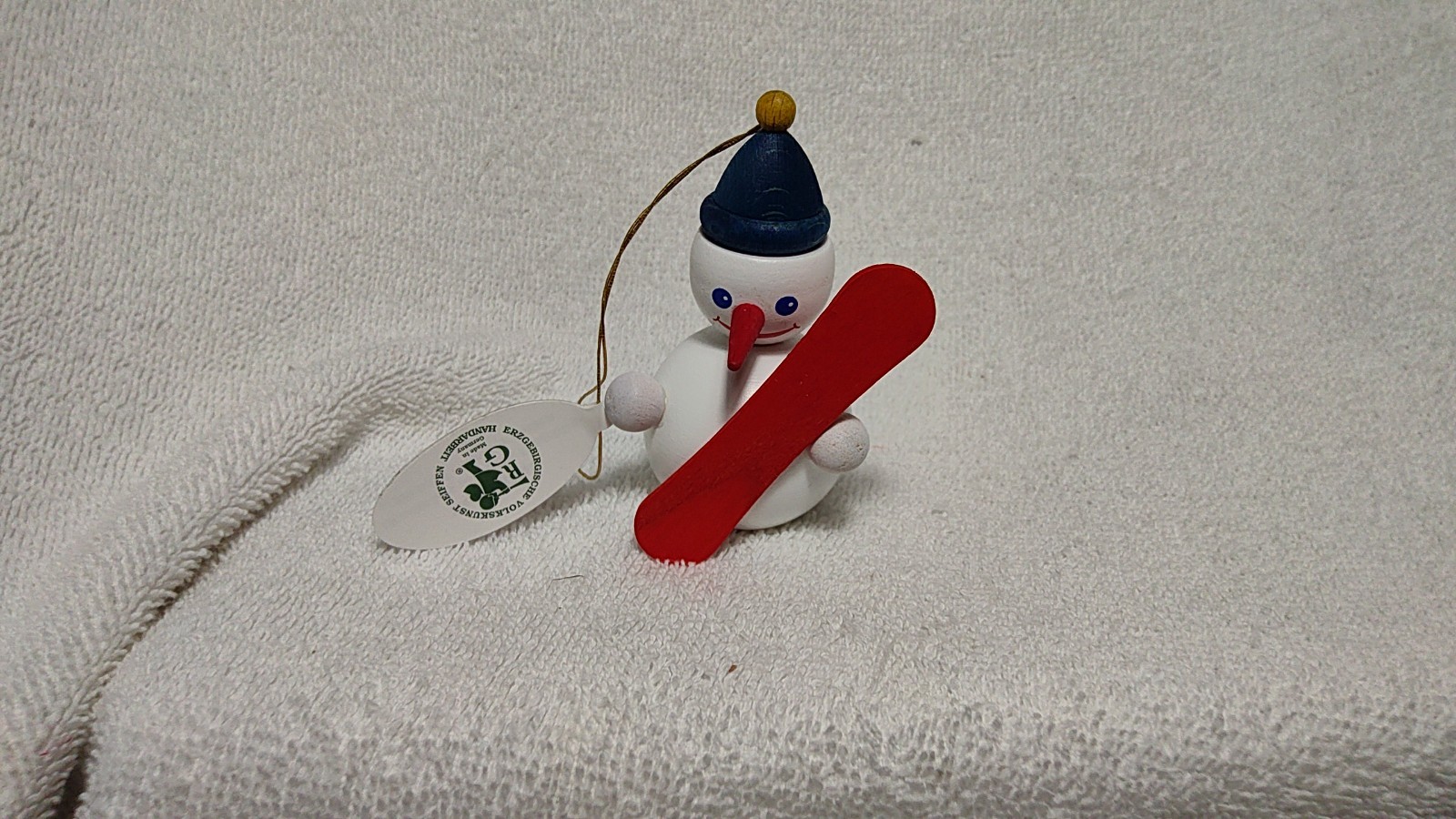 NEW Glasser Baumbehang SNOW BOARDING SNOWMAN Wood Christmas Ornament Germany 3