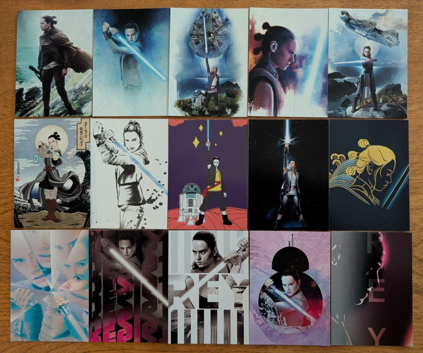 Topps Star Wars: The Last Jedi REY CONTINUITY Complete SET (15)