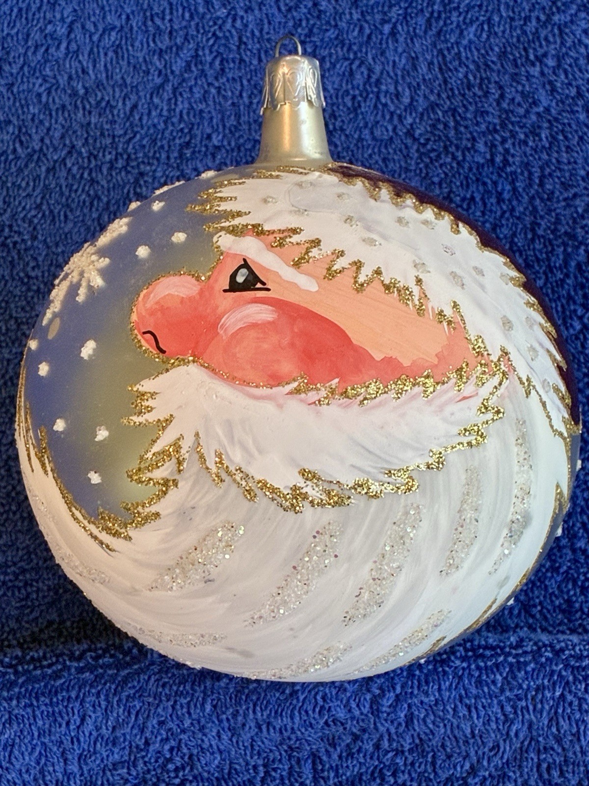 Vintage Italian(?) Jumbo Hand Painted Glass SANTA SWIRLING BEARD Ornament 1994 Vintage Italian(?) Jumbo Hand Painted Glass SANTA SWIRLING BEARD Ornament 1994