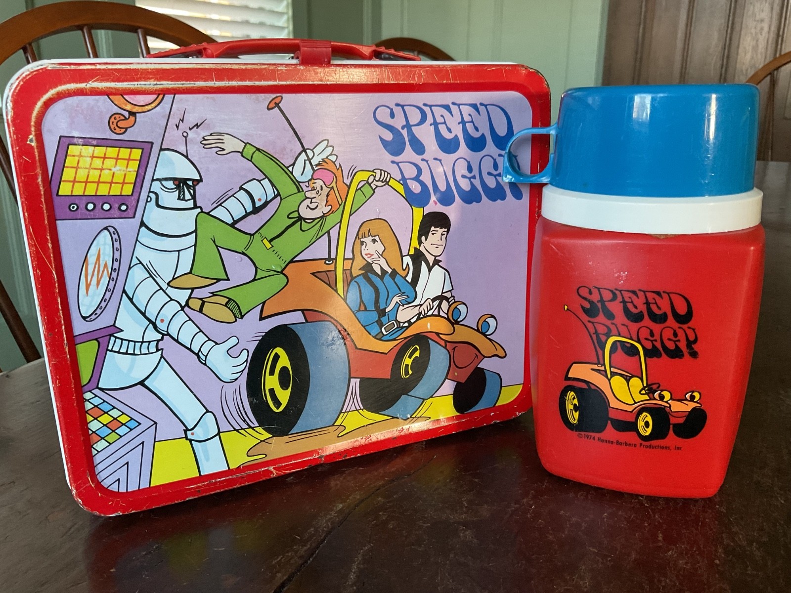 VINTAGE SPEED BUGGY LUNCHBOX AND THERMOS