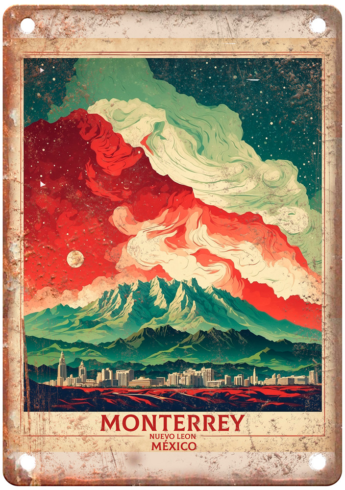 Vintage Monterrey Nuevo Leon mexico retro Look Travel Poster Metal Sign T3332 Vintage Monterrey Nuevo Leon mexico retro Look Travel Poster Metal Sign T3332