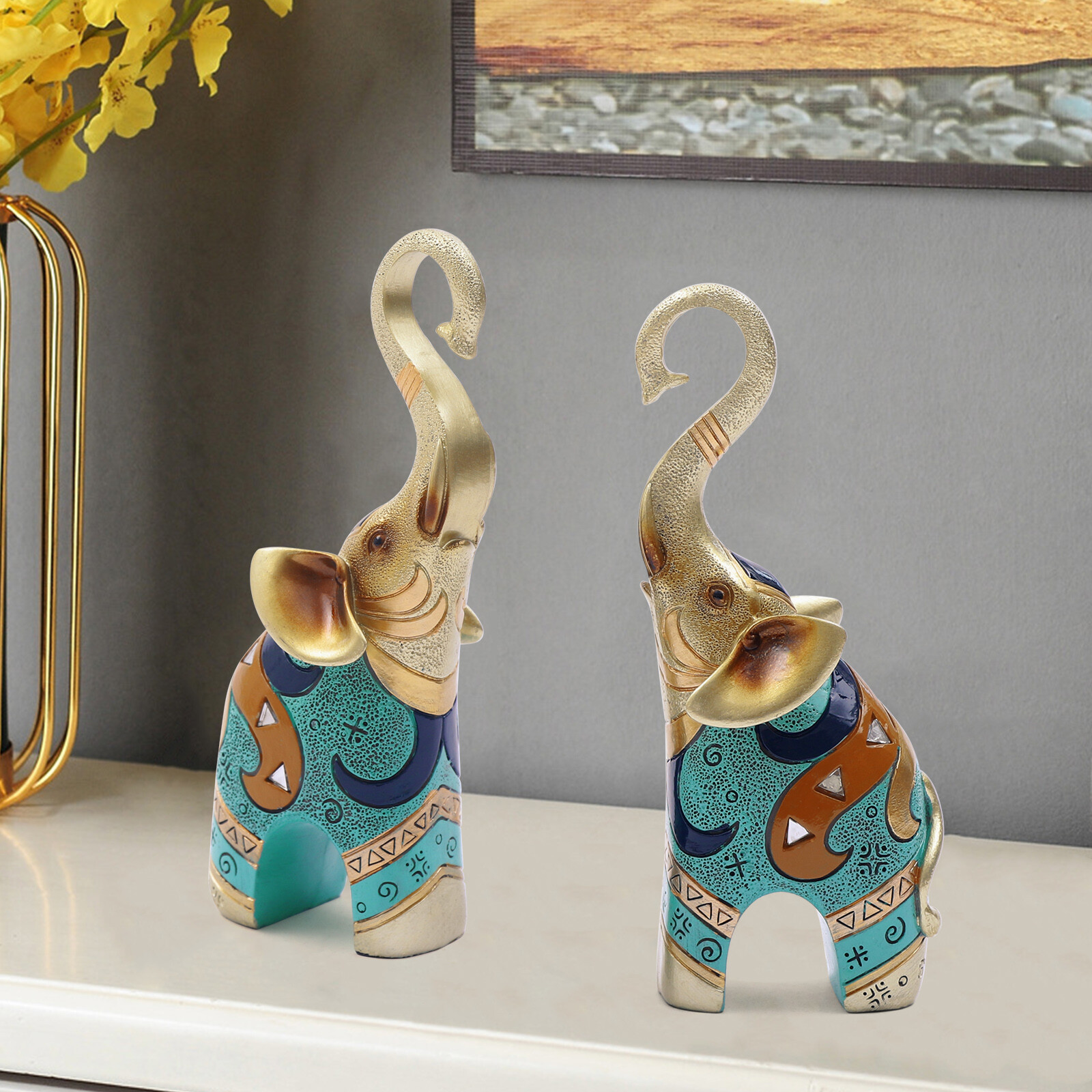 2 Pcs Lucky Elephant Statues Lucky Figurine Gift Home Decor Good Luck Ornament