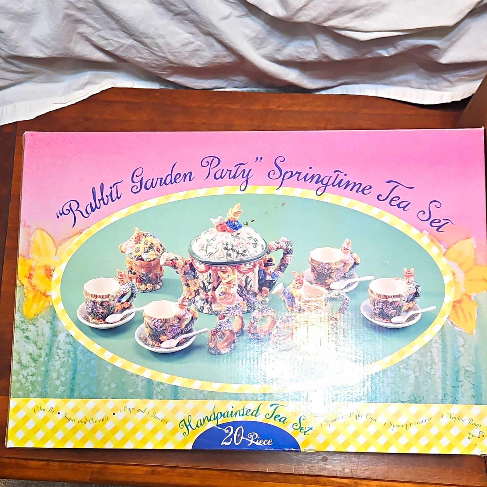 Mercuries Rabbit Garden Party Springtime 20pc Tea Set Hand Painted 4 Cup 1998