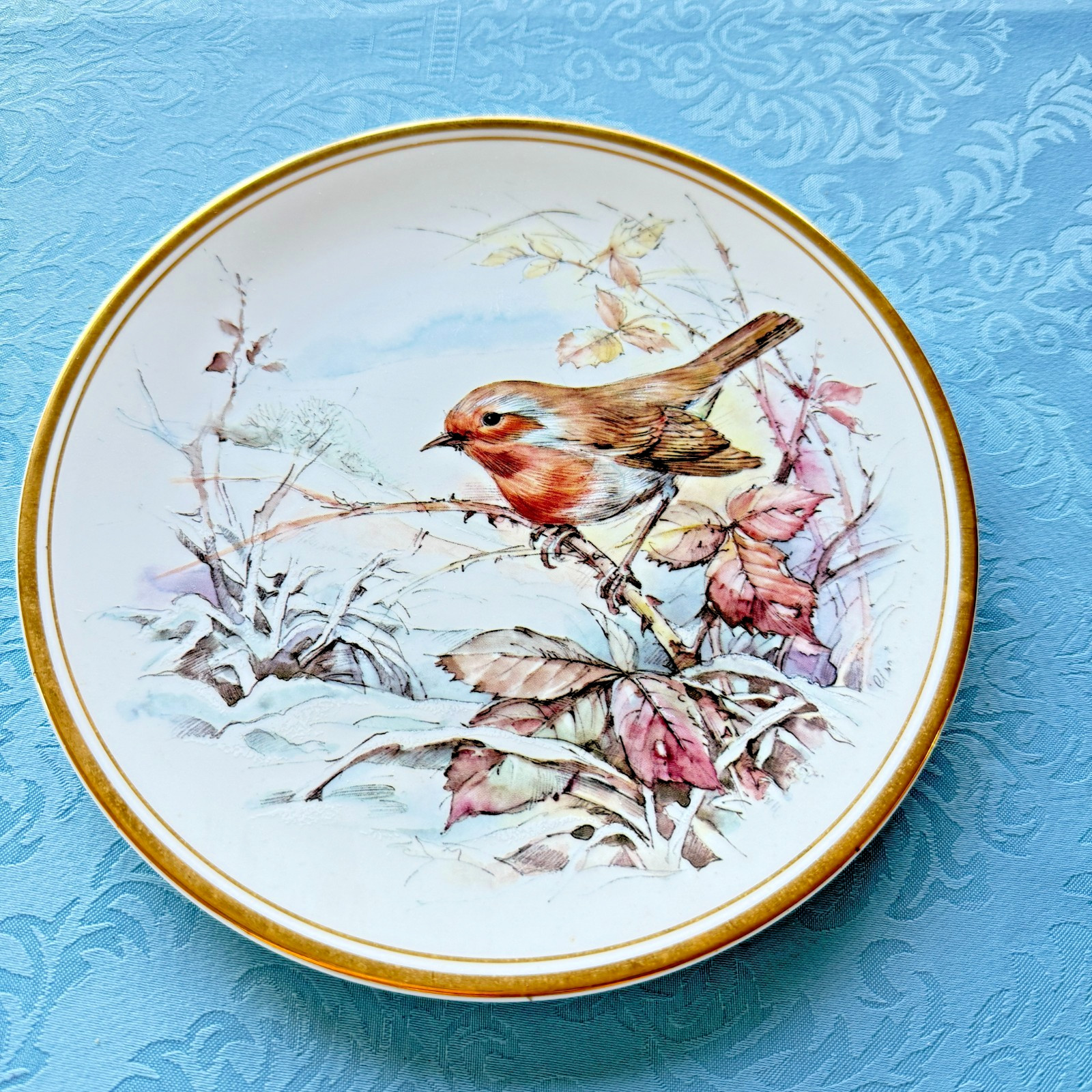 Vtg ROYAL KENT Bone China 8.25” PLATE Bird ROBIN Decorative Collectible England